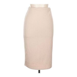 Brat Star Women's Ecru Polyester/Spandex Knit Textured Pencil Skirt EUC